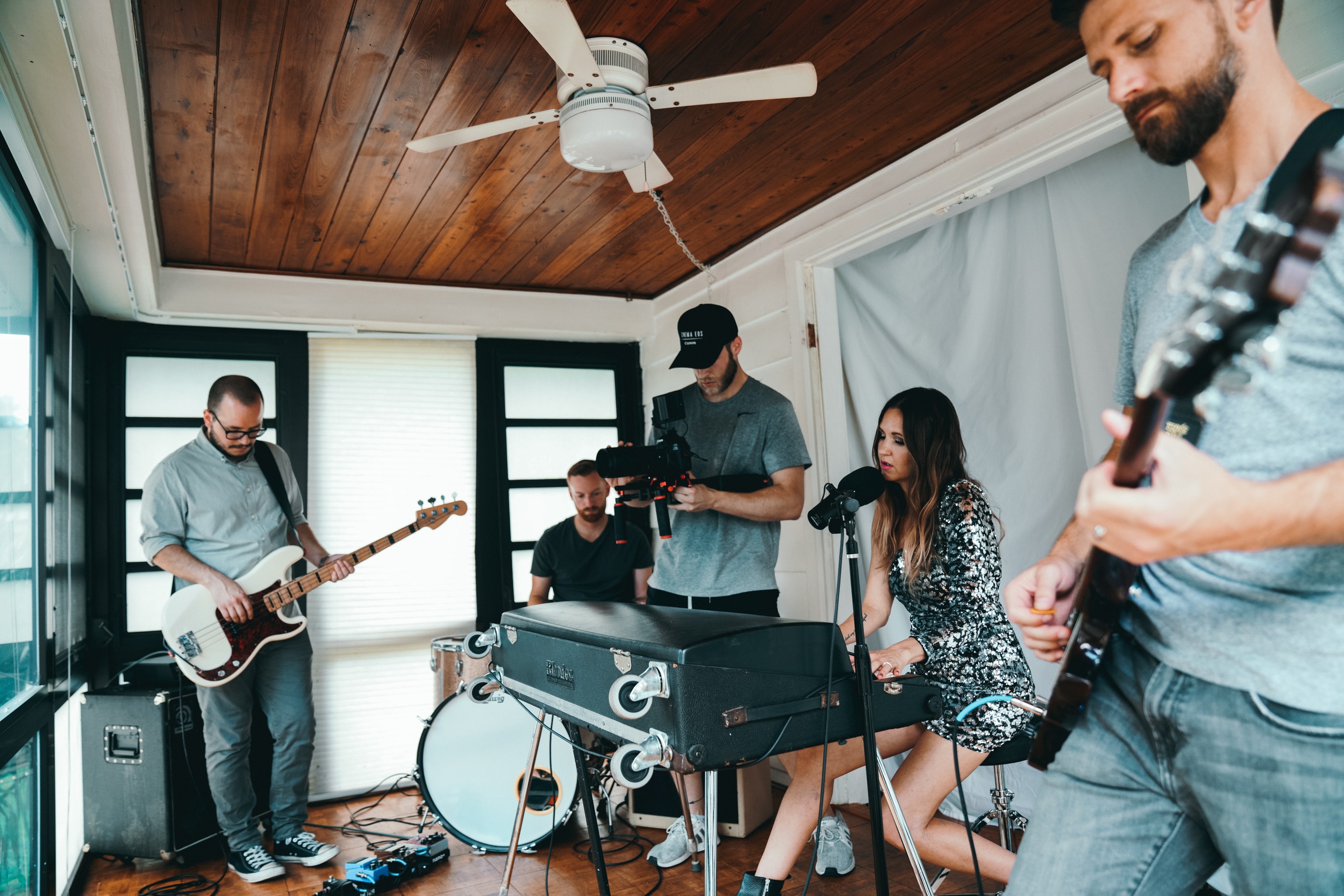 a band practicing